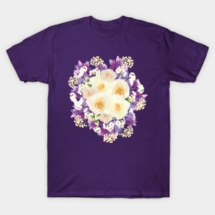 Lavender Rose Baby Breath Flowers Floral Bouquet Scented T-Shirt